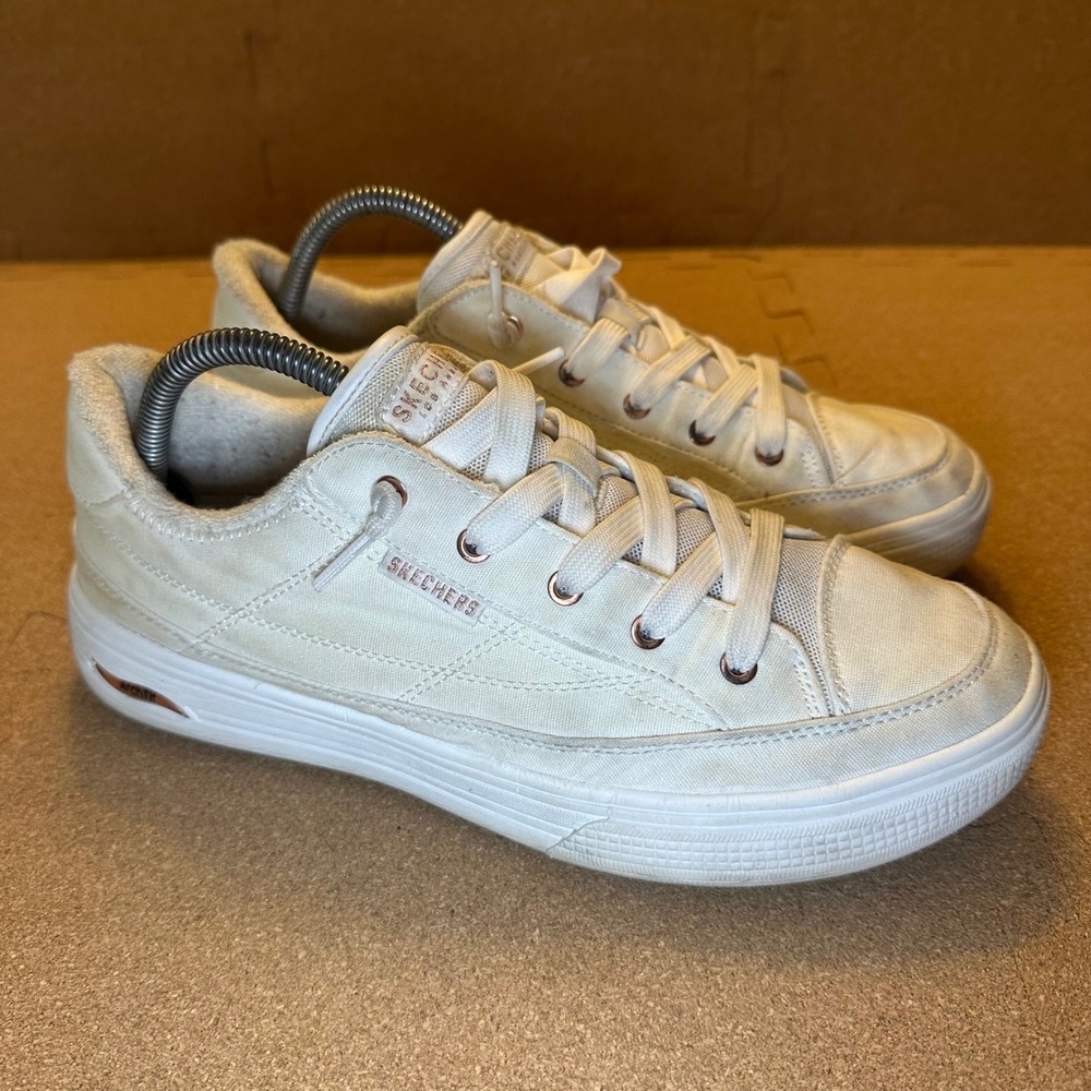 Skechers Los Angeles Arch Fit White Rose Gold Sneakers 177190W Womens 9.5 Wide